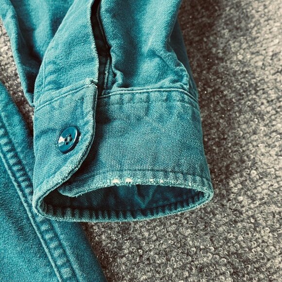 Vintage LL‎ Bean Shirt Mens 17 Tall Aqua Chamois Flannel Distressed USA Camping - Picture 5 of 13
